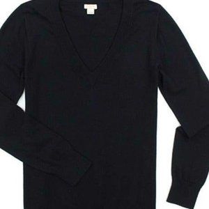 J. Crew Women's Cotton V-Neck Sweater Black Small